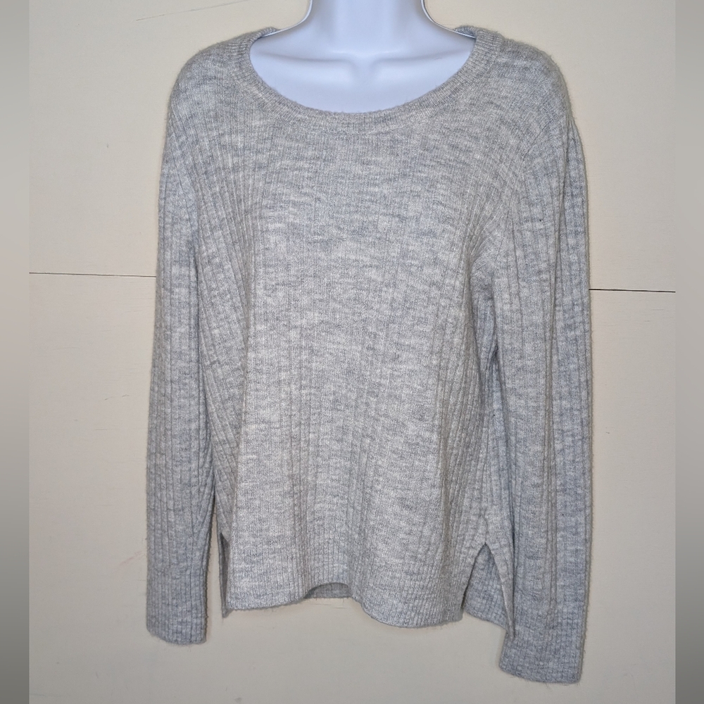 Old Navy Ribbed Sweater Loose Fit Light Gray